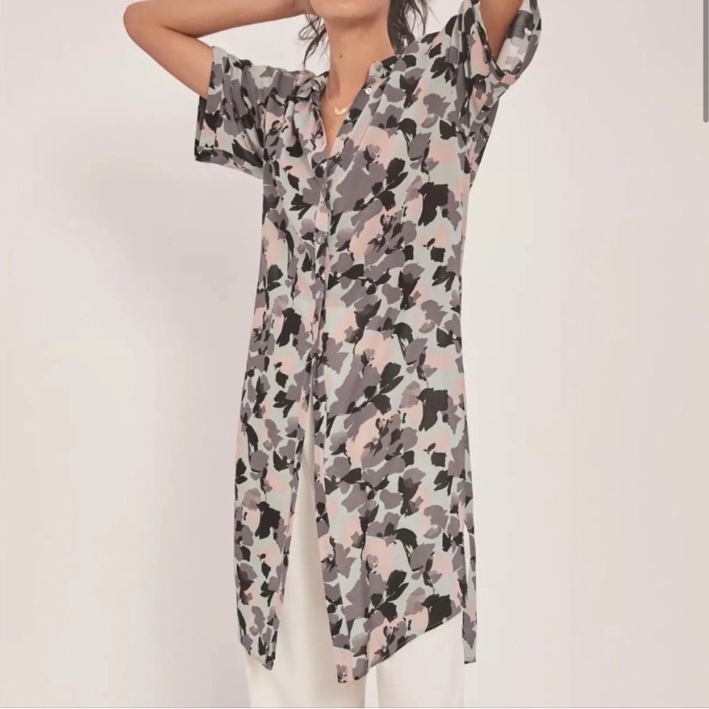 Anthropology Maeve Rita Printed Duster Tunic Button Front Blouse size XS NWOT